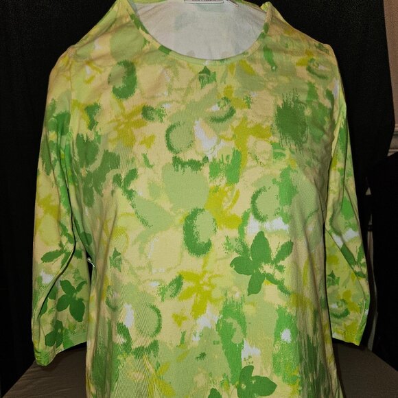 Denim & Co Scoop Neck Knit Top, 3/4 Sleeves Size L - Picture 1 of 5